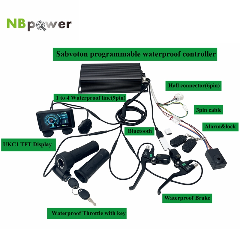72V 5000W Hub Motor Kit - Controlador programable Sabvoton SVMC 72V 80A