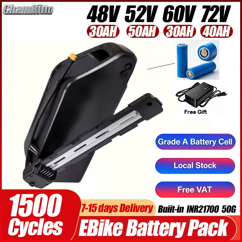 Batería Cham 52v 48v 72v 50ah  - Ebike Battery 48V 20Ah Hailong reseña y precio